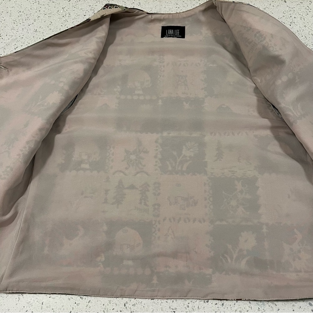 LANA LEE Tapestry Patchwork Lined Vest with Christmas Patterns Brass Buttons - Picture 13 of 13